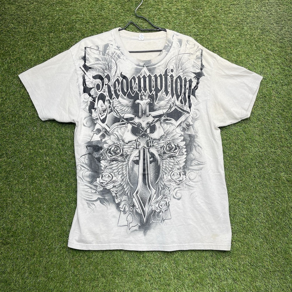Vintage Y2K Redemption Shirt Mens XL Cyber Goth Emo Skater Cross Tribal 2000s